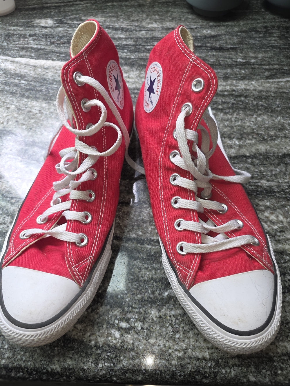 Converse Red and White Men’s High-Top Sneakers